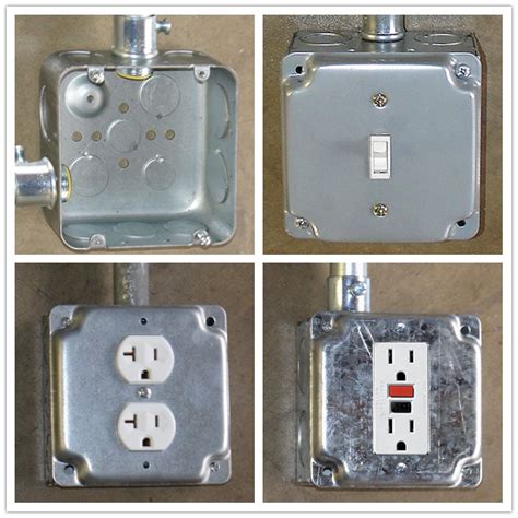 metallic junction box|4 metal electrical outlet box.